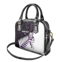 New Zealand Silver Fern Rugby Custom Shoulder Handbag Go All Black Purple Maori Paua Shell LT14 - Polynesian Pride
