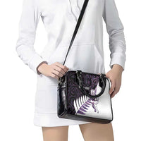 New Zealand Silver Fern Rugby Custom Shoulder Handbag Go All Black Purple Maori Paua Shell LT14 - Polynesian Pride