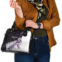 New Zealand Silver Fern Rugby Custom Shoulder Handbag Go All Black Purple Maori Paua Shell LT14 - Polynesian Pride