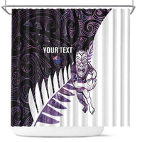 New Zealand Silver Fern Rugby Custom Shower Curtain Go All Black Purple Maori Paua Shell LT14 Purple - Polynesian Pride