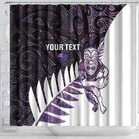 New Zealand Silver Fern Rugby Custom Shower Curtain Go All Black Purple Maori Paua Shell LT14 - Polynesian Pride