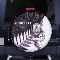 New Zealand Silver Fern Rugby Custom Spare Tire Cover Go All Black Purple Maori Paua Shell LT14 No hole Purple - Polynesian Pride