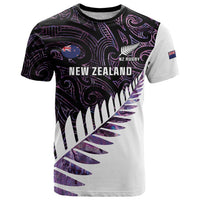 New Zealand Silver Fern Rugby Custom T Shirt Go All Black Purple Maori Paua Shell LT14 Purple - Polynesian Pride