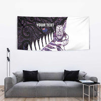 New Zealand Silver Fern Rugby Custom Tapestry Go All Black Purple Maori Paua Shell LT14 - Polynesian Pride