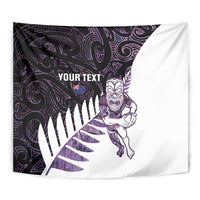 New Zealand Silver Fern Rugby Custom Tapestry Go All Black Purple Maori Paua Shell LT14 - Polynesian Pride