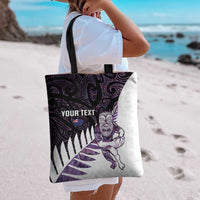 New Zealand Silver Fern Rugby Custom Tote Bag Go All Black Purple Maori Paua Shell LT14 - Polynesian Pride