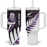 New Zealand Silver Fern Rugby Custom Tumbler With Handle Go All Black Purple Maori Paua Shell LT14 One Size: 40 oz Purple - Polynesian Pride