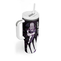 New Zealand Silver Fern Rugby Custom Tumbler With Handle Go All Black Purple Maori Paua Shell LT14 - Polynesian Pride