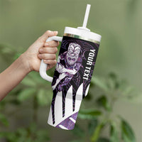New Zealand Silver Fern Rugby Custom Tumbler With Handle Go All Black Purple Maori Paua Shell LT14 - Polynesian Pride