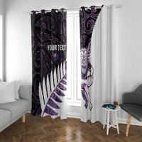 New Zealand Silver Fern Rugby Custom Window Curtain Go All Black Purple Maori Paua Shell LT14 With Grommets Purple - Polynesian Pride