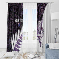 New Zealand Silver Fern Rugby Custom Window Curtain Go All Black Purple Maori Paua Shell LT14 - Polynesian Pride