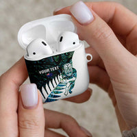 New Zealand Silver Fern Rugby Custom AirPods Case Go All Black Turquoise Maori Paua Shell LT14 - Polynesian Pride