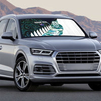 New Zealand Silver Fern Rugby Custom Auto Sun Shade Go All Black Turquoise Maori Paua Shell LT14 - Polynesian Pride