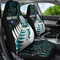 New Zealand Silver Fern Rugby Custom Car Seat Cover Go All Black Turquoise Maori Paua Shell - Polynesian Pride