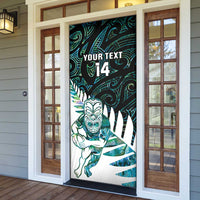 New Zealand Silver Fern Rugby Custom Door Cover Go All Black Turquoise Maori Paua Shell LT14 - Polynesian Pride
