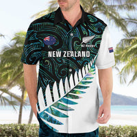 New Zealand Silver Fern Rugby Custom Hawaiian Shirt Go All Black Turquoise Maori Paua Shell LT14 - Polynesian Pride