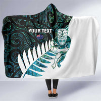 New Zealand Silver Fern Rugby Custom Hooded Blanket Go All Black Turquoise Maori Paua Shell LT14 One Size Turquoise - Polynesian Pride