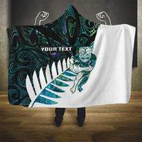 New Zealand Silver Fern Rugby Custom Hooded Blanket Go All Black Turquoise Maori Paua Shell LT14 - Polynesian Pride