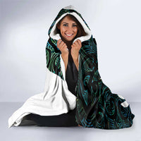 New Zealand Silver Fern Rugby Custom Hooded Blanket Go All Black Turquoise Maori Paua Shell LT14 - Polynesian Pride