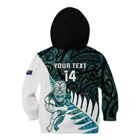 New Zealand Silver Fern Rugby Custom Kid Hoodie Go All Black Turquoise Maori Paua Shell LT14 - Polynesian Pride
