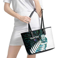 New Zealand Silver Fern Rugby Custom Leather Tote Bag Go All Black Turquoise Maori Paua Shell LT14 - Polynesian Pride