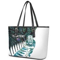 New Zealand Silver Fern Rugby Custom Leather Tote Bag Go All Black Turquoise Maori Paua Shell LT14 - Polynesian Pride