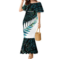 New Zealand Silver Fern Rugby Custom Mermaid Dress Go All Black Turquoise Maori Paua Shell LT14 Women Turquoise - Polynesian Pride