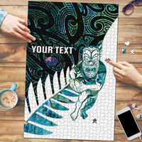New Zealand Silver Fern Rugby Custom Puzzle Go All Black Turquoise Maori Paua Shell - Polynesian Pride