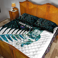 New Zealand Silver Fern Rugby Custom Quilt Bed Set Go All Black Turquoise Maori Paua Shell LT14 - Polynesian Pride
