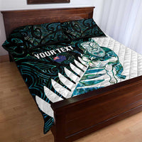 New Zealand Silver Fern Rugby Custom Quilt Bed Set Go All Black Turquoise Maori Paua Shell LT14 - Polynesian Pride