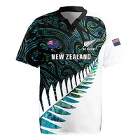 New Zealand Silver Fern Rugby Custom Rugby Jersey Go All Black Turquoise Maori Paua Shell LT14 Turquoise - Polynesian Pride