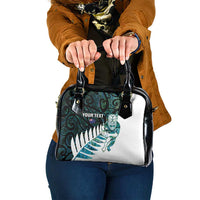 New Zealand Silver Fern Rugby Custom Shoulder Handbag Go All Black Turquoise Maori Paua Shell LT14 One Size Turquoise - Polynesian Pride