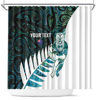 New Zealand Silver Fern Rugby Custom Shower Curtain Go All Black Turquoise Maori Paua Shell LT14 Turquoise - Polynesian Pride