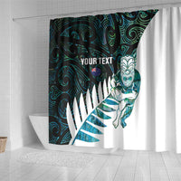 New Zealand Silver Fern Rugby Custom Shower Curtain Go All Black Turquoise Maori Paua Shell LT14 - Polynesian Pride