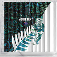 New Zealand Silver Fern Rugby Custom Shower Curtain Go All Black Turquoise Maori Paua Shell LT14 - Polynesian Pride
