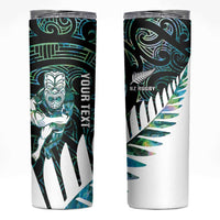 New Zealand Silver Fern Rugby Custom Skinny Tumbler Go All Black Turquoise Maori Paua Shell LT14 Turquoise - Polynesian Pride