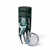 New Zealand Silver Fern Rugby Custom Skinny Tumbler Go All Black Turquoise Maori Paua Shell LT14 - Polynesian Pride