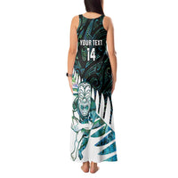 New Zealand Silver Fern Rugby Custom Tank Maxi Dress Go All Black Turquoise Maori Paua Shell LT14 - Polynesian Pride