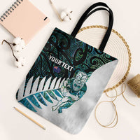 New Zealand Silver Fern Rugby Custom Tote Bag Go All Black Turquoise Maori Paua Shell LT14 Black Strap One Size Turquoise - Polynesian Pride