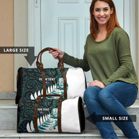 New Zealand Silver Fern Rugby Custom Travel Bag Go All Black Turquoise Maori Paua Shell LT14 - Polynesian Pride