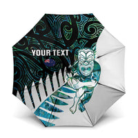 New Zealand Silver Fern Rugby Custom Umbrella Go All Black Turquoise Maori Paua Shell LT14 One Size Folded 11.42 inch Opened Diameter 37.4 inch Turquoise - Polynesian Pride