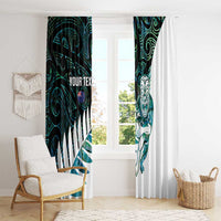 New Zealand Silver Fern Rugby Custom Window Curtain Go All Black Turquoise Maori Paua Shell LT14 - Polynesian Pride