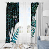 New Zealand Silver Fern Rugby Custom Window Curtain Go All Black Turquoise Maori Paua Shell LT14 - Polynesian Pride