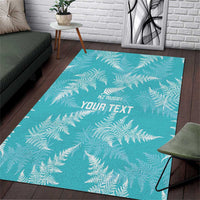 New Zealand Silver Fern Rugby Custom Area Rug Go Aotearoa Champions Turquoise Version - Polynesian Pride