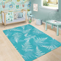 New Zealand Silver Fern Rugby Custom Area Rug Go Aotearoa Champions Turquoise Version - Polynesian Pride