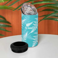 New Zealand Silver Fern Rugby Custom 4 in 1 Can Cooler Tumbler Go Aotearoa Champions Turquoise Version LT14 - Polynesian Pride