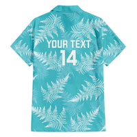New Zealand Silver Fern Rugby Custom Family Matching Off Shoulder Short Dress and Hawaiian Shirt Go Aotearoa Champions Turquoise Version LT14 - Polynesian Pride