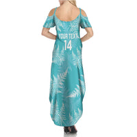 New Zealand Silver Fern Rugby Custom Family Matching Summer Maxi Dress and Hawaiian Shirt Go Aotearoa Champions Turquoise Version LT14 - Polynesian Pride