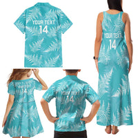 New Zealand Silver Fern Rugby Custom Family Matching Tank Maxi Dress and Hawaiian Shirt Go Aotearoa Champions Turquoise Version LT14 - Polynesian Pride