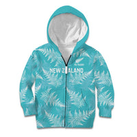 New Zealand Silver Fern Rugby Custom Kid Hoodie Go Aotearoa Champions Turquoise Version LT14 Zip Hoodie Turquoise - Polynesian Pride